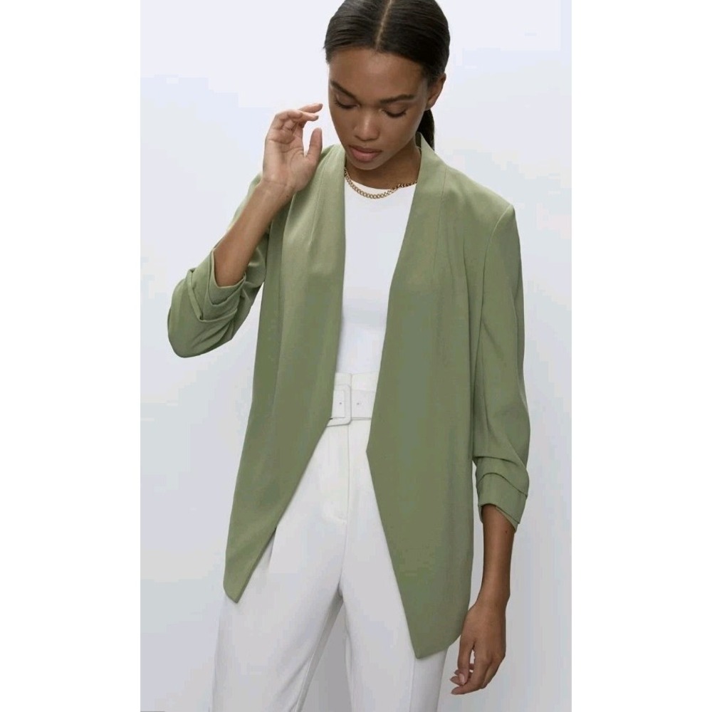 New Babaton Aritzia Power Hip Blazer Green Open‎ Front Women 0 Career Business